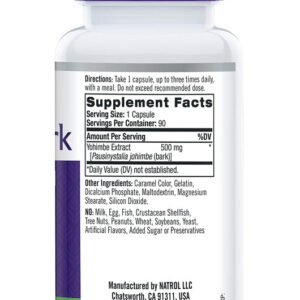 Natrol Yohimbine Bark 500 mg 90 Capsules