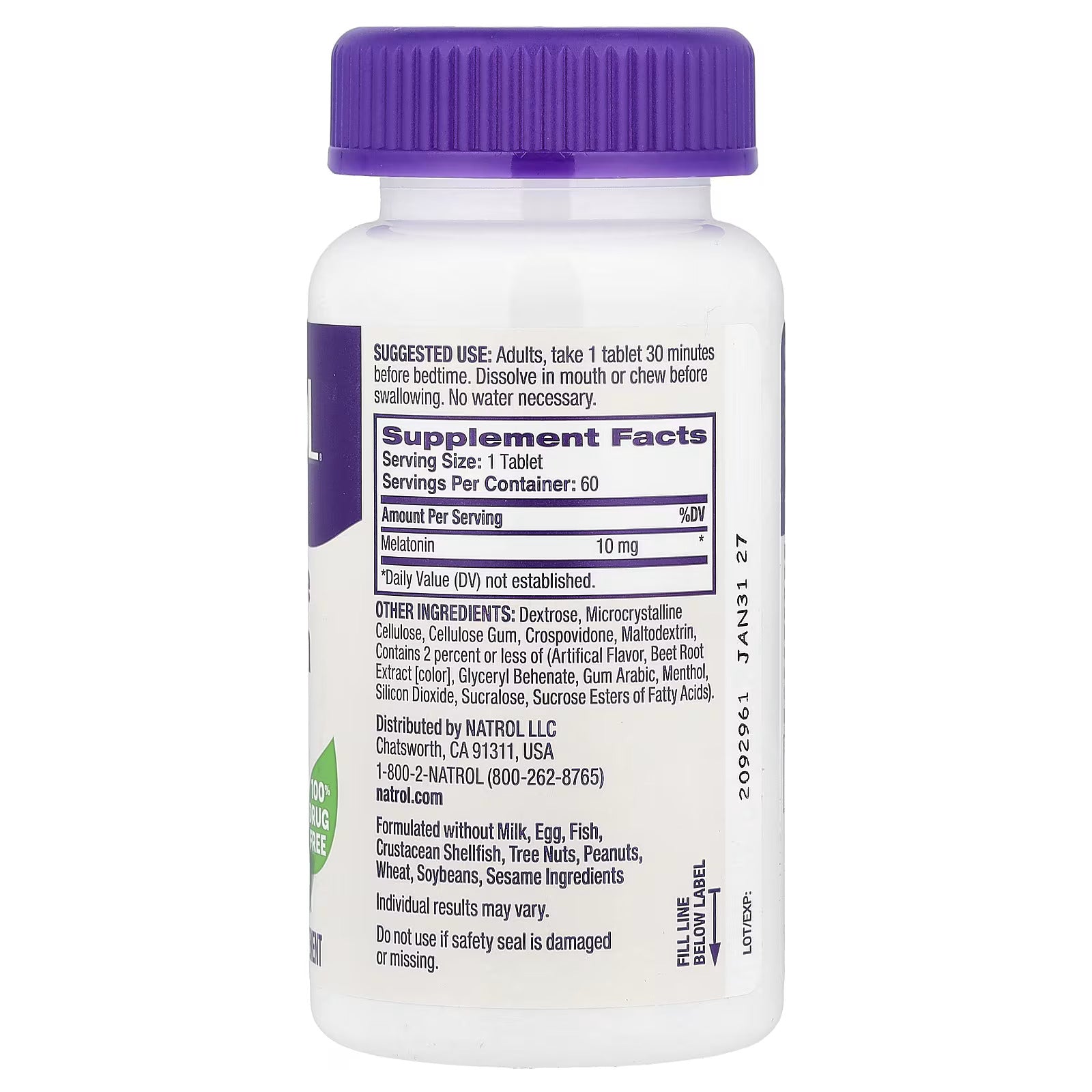 Natrol Fast Dissolve Melatonin 10mg Tablet – Strawberry Flavor, 60 Count Sleep Support Tablet