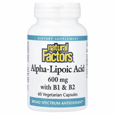 Natural Factors Alpha-Lipoic Acid with Thiamin B1 & B2 Antioxidants 60 Vegetarian Caps