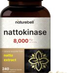 NatureBell Nattokinase 8,000 FU Per Serving 240 Veggie Capsules Traditional Natto Extract Source – Max Strength Enzyme & Heart Health Support