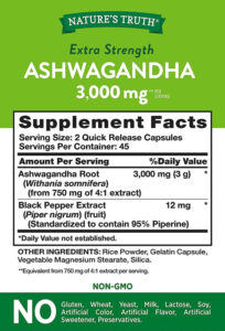 Nature's Truth Ashwagandha Root 3000 mg 90 Quick Release Capsules - Görsel 2