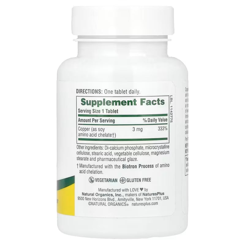 NaturesPlus Copper Bakır Mineral 3 mg 90 Tablet