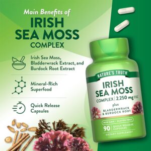 Nature’s Truth Irish Sea Moss with Bladderwrack & Burdock Root Greens & Superfoods 90 Caps