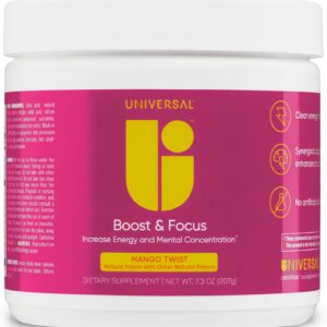 Universal U Boost & Focus Powder Energy and Cognitive B12 Niacin Choline L-Tyrosine Huperzine Beta Alanin Citrulline