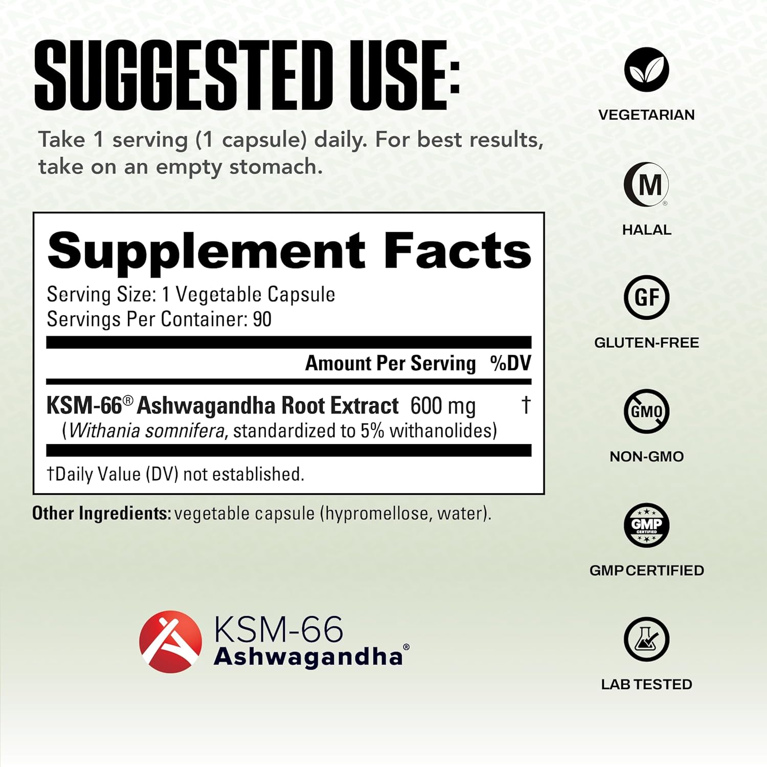 NutraBio Ashwagandha KSM66 Herbal for Stress Mood & Performance 600 MG 90 Caps - Görsel 3