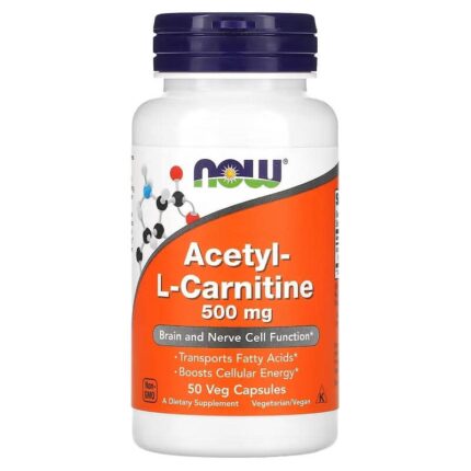 NOW Foods Acetyl-L Carnitine 500 mg Amino Acid Brain And Nerve Cell Function 50 Veg Capsules