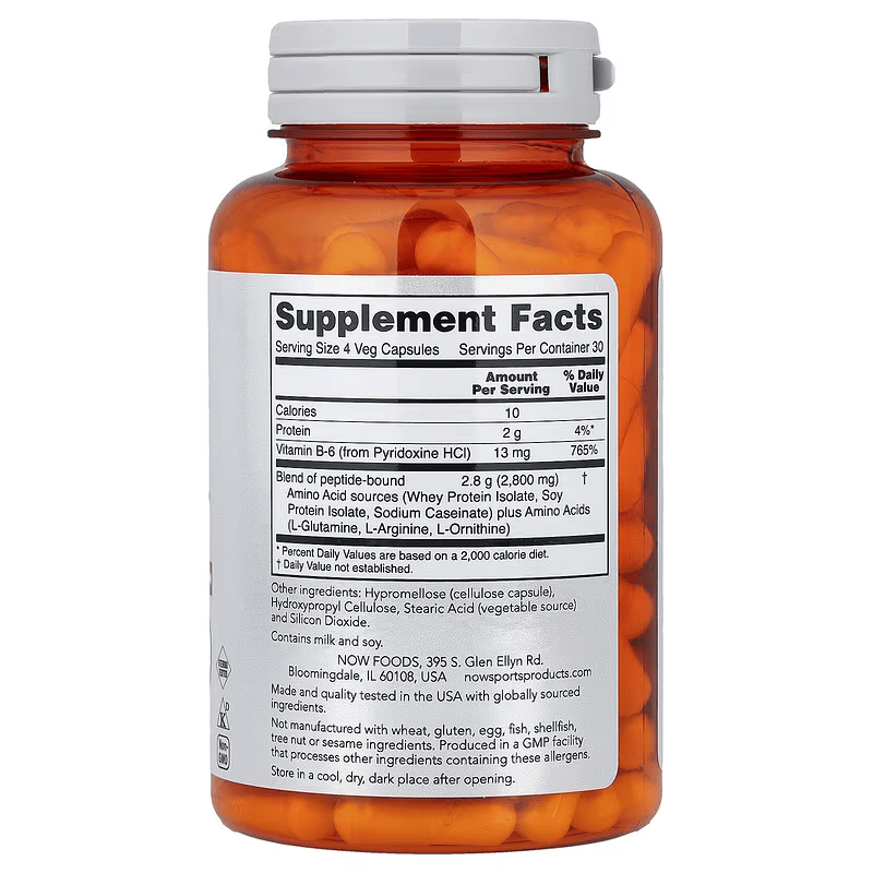 NOW Foods Sports Amino Complete Glutamine & Arginine & Ornithine 120 Veg Caps - Görsel 2