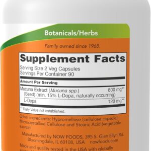 NOW Foods, Dopa Mucuna, 180 Veg Capsules