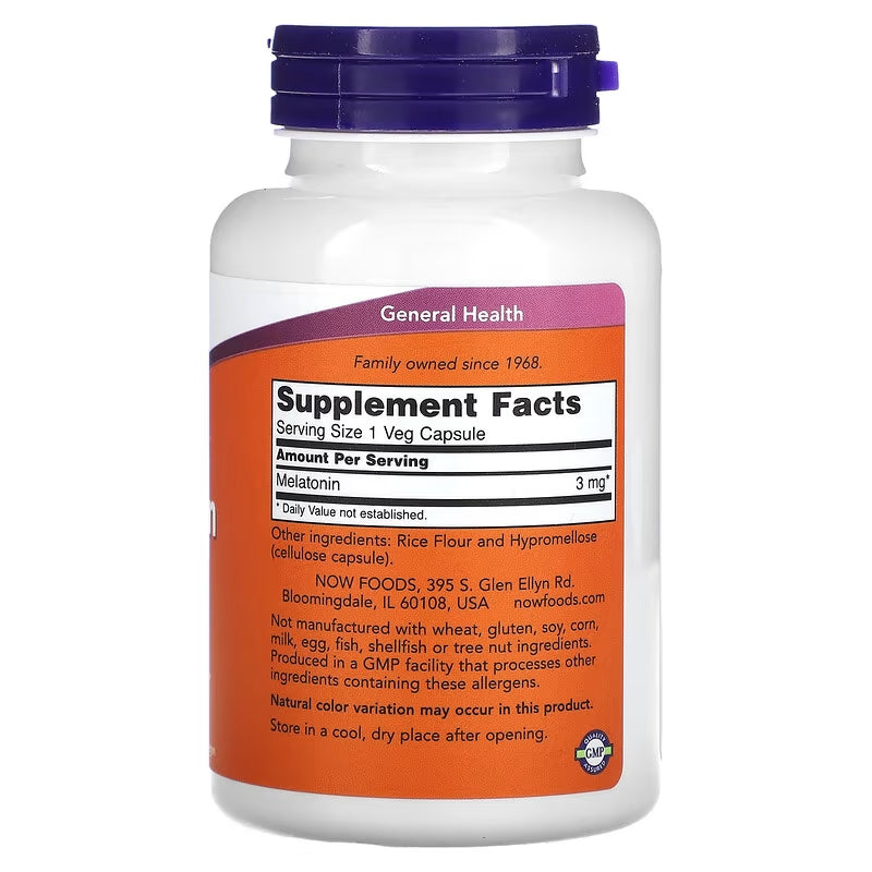NOW Foods Melatonin 3 mg 180 Veg Caps