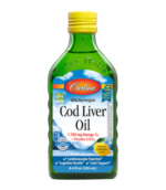 Carlson – Cod Liver Oil 1100 mg Omega-3s Liquid Cognitive Fish Oil Lemon EPA DHA 250 ml