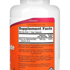 NOW Foods, Niacinamide Sivilce Cilt temizliği 500 mg, 100 Veg Capsules