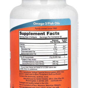 Now Foods Omega 3 Fish Oil EPA DHA 100 Softgels