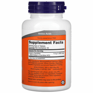 NOW Foods Acetyl-L Carnitine Amino Acid Brain & Cognitive 750 mg 90 Tablet