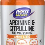 NOW Sports Nutrition Arginine & Citrulline 500 mg 250 mg Amino Acids 120 Veg Caps