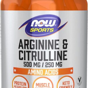 NOW Sports Nutrition Arginine & Citrulline 500 mg 250 mg Amino Acids 120 Veg Caps