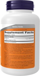 NOW Foods Double strength L-Arginine 1,000 mg Nitric Oxide Amino Acid 120 Tablet - Görsel 2