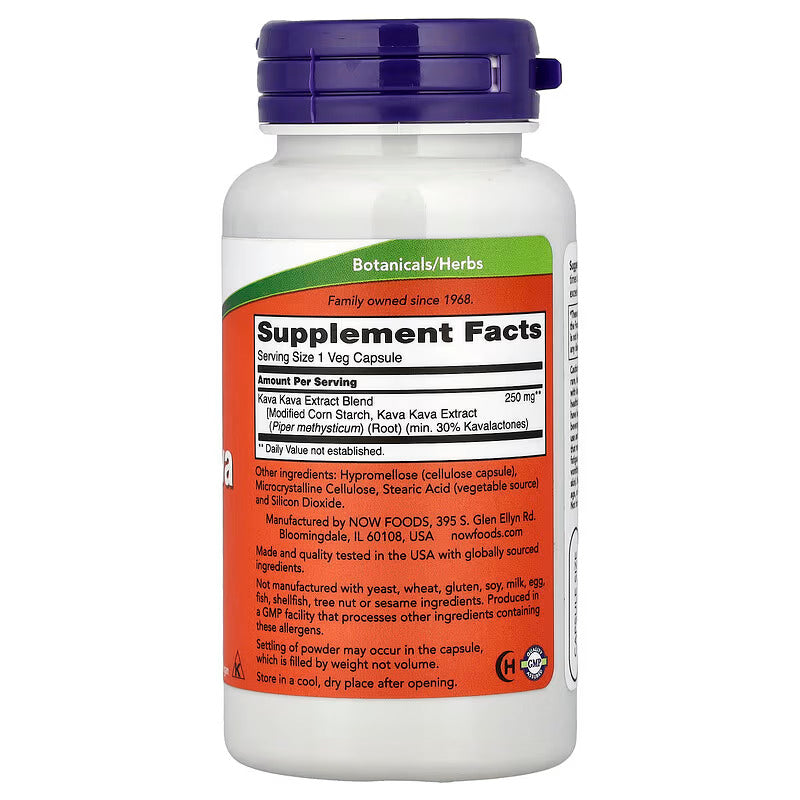 NOW Foods Kava Kava Sleep Stress Relaxation Extract 60 Veg Caps - Görsel 2