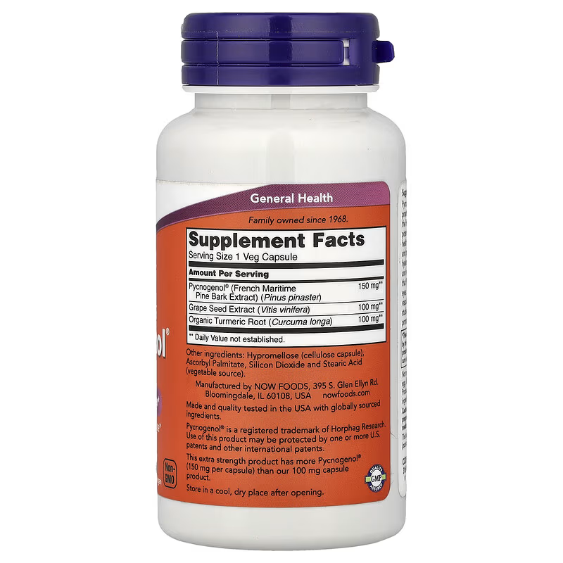 NOW Foods Pycnogenol Balanced Immune Response 60 Veg Capsules - Görsel 2