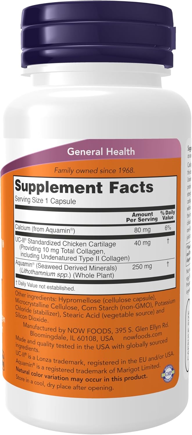 NOW Foods UC-II Collagen Hair, Skin & Nails Undenatured Bone, Joint & Cartilage 120 Veg Caps - Görsel 2