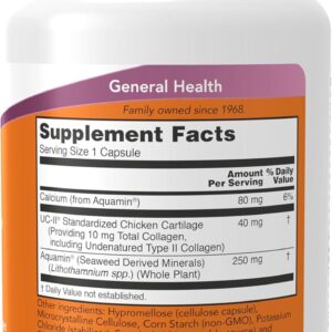 NOW Foods UC-II Collagen Hair, Skin & Nails Undenatured Bone, Joint & Cartilage 60 Veg Caps