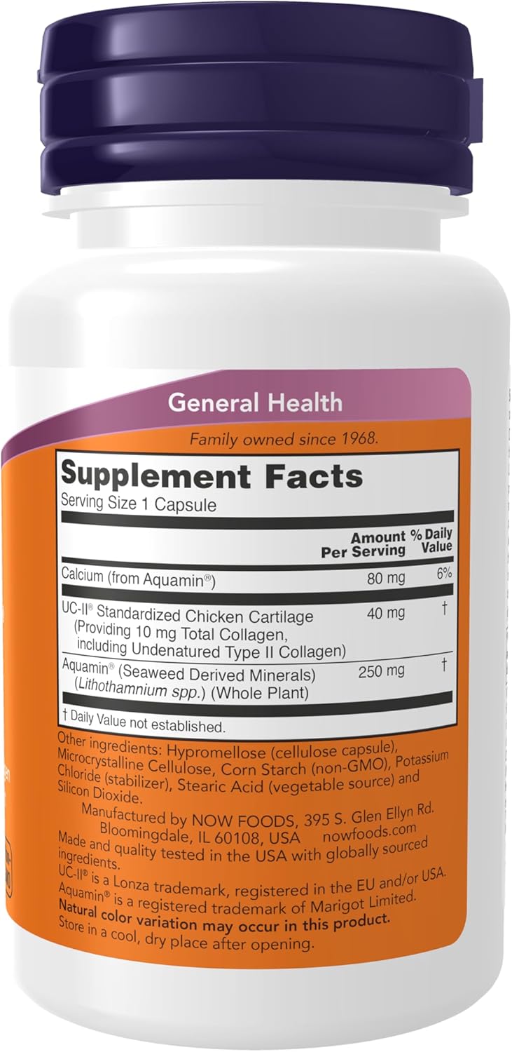 NOW Foods UC-II Collagen Hair, Skin & Nails Undenatured Bone, Joint & Cartilage 60 Veg Caps - Görsel 2