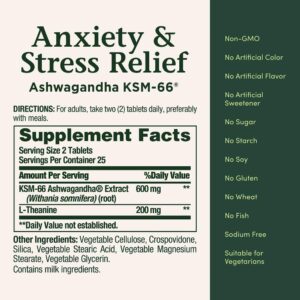 Nature’s Bounty, Anxiety & Stress Relief, Ashwagandha KSM66 50 Tablets