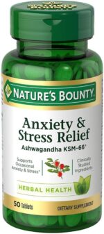 Nature’s Bounty, Anxiety & Stress Relief, Ashwagandha KSM66 50 Tablets