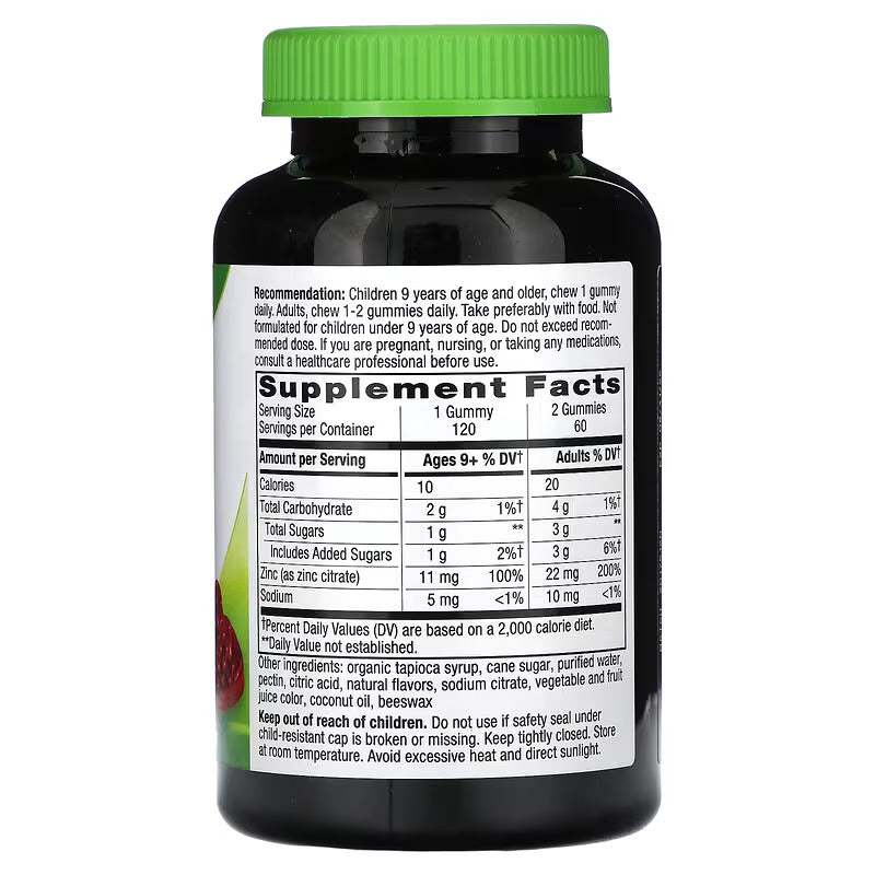 Nature's Way Zinc Mixed Berry Children's Adults Minerals 120 Gummies - Görsel 2