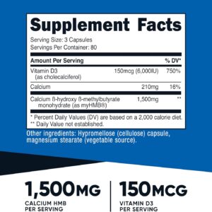 Nutricost 1500 MG HMB With Vitamin D3 6000 IU 240 Capsul