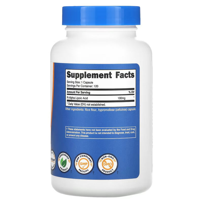 Nutricost R-Alpha Lipoic Acid Antioxidants 100 mg 120 Capsules - Görsel 2