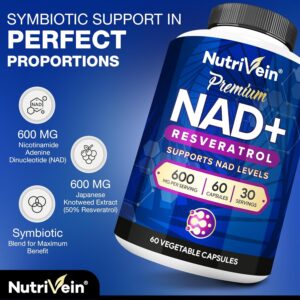 Nutrivein Premium NAD + Resveratrol 600 mg Aging Cognition Metabolism Overall Well-Being 60 Caps - Görsel 4