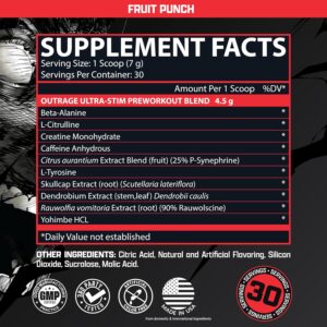 Nutrex Outrage Ultra HIGH STIM PreWorkout Caffeine L-Citrulline Beta-Alanine Creatine Energy Focus - Görsel 6