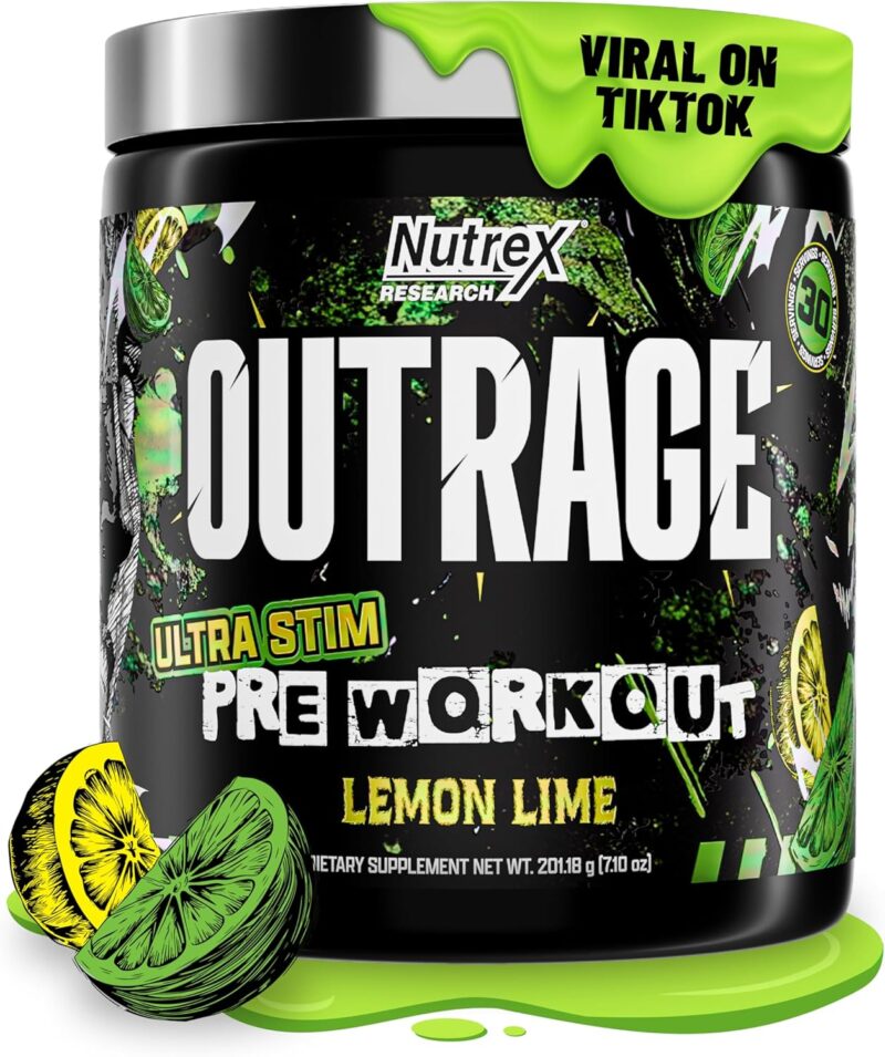 Nutrex Outrage Ultra HIGH STIM PreWorkout Caffeine L-Citrulline Beta-Alanine Creatine Energy Focus - Görsel 4