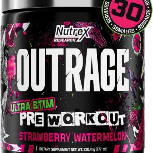 Nutrex Outrage Ultra HIGH STIM PreWorkout Caffeine L-Citrulline Beta-Alanine Creatine Energy Focus