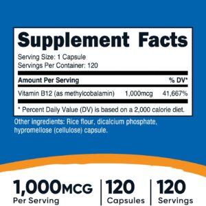 Nutricost Vitamin B12 Methylcobalamin 1000mcg 120 Caps