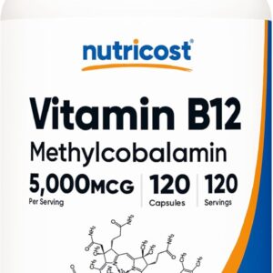 Nutricost Vitamin B12 Methylcobalamin 5000mcg 120 Vegetarian Caps