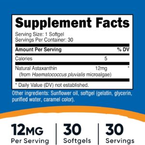 Nutricost Astaxanthin Antioxidants 12 mg 30 Softgels