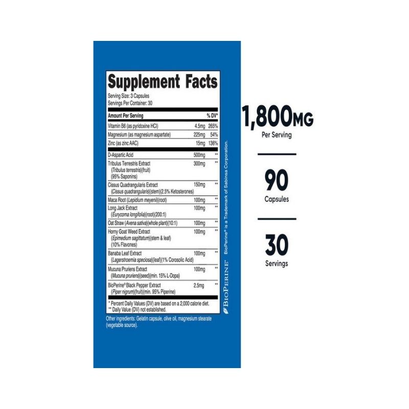NUTRİCOST Testosterone Booster Daa , Tribulus , Maca , Lj Tongkat Ali , Horny Goat Complex  90 Caps