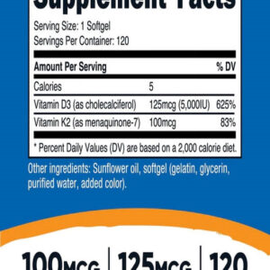 Nutricost Vitamin K2 + Vitamin D3 5000UI 120 Softgels