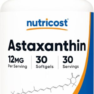 Nutricost Astaxanthin Antioxidants 12 mg 30 Softgels