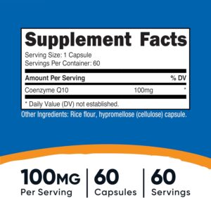 Nutricost CoQ10 Coenzyme Q10 Ubiquinone 100mg 60 Vegetarian Caps - Görsel 2