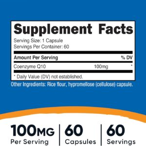 Nutricost CoQ10 Coenzyme Q10 Ubiquinone 100mg 60 Vegetarian Caps