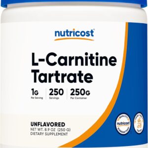 Nutricost L-Carnitine Tartrate Muscle Recovery 250 Gram - 1 Gram per Serving, 250 Servings