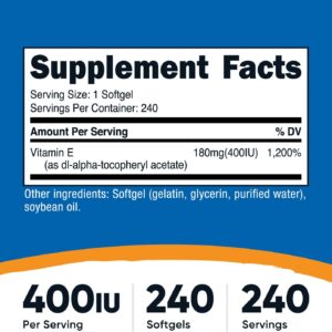 Nutricost Vitamin E 400 IU 240 Softgel