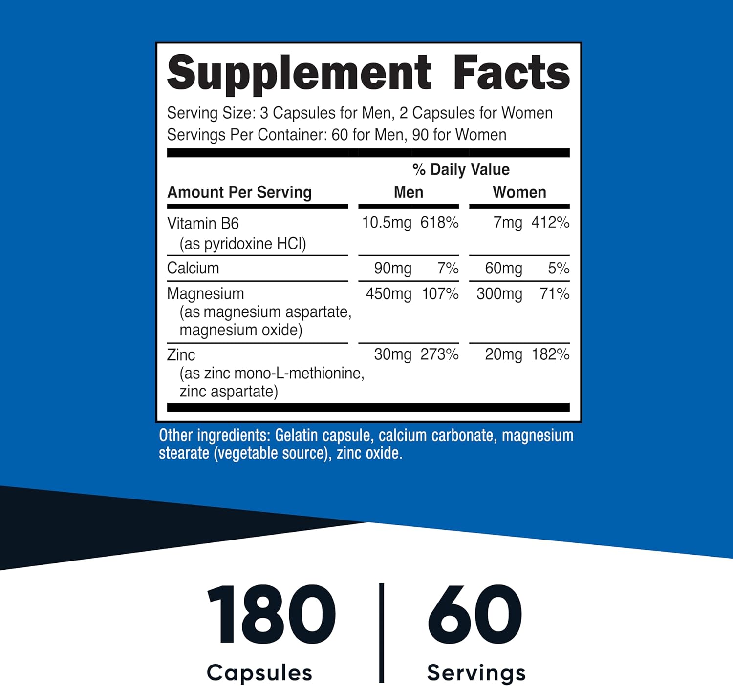 Nutricost ZMA Magnesium Zinc B6 Mineral Support 180 Caps - Görsel 2