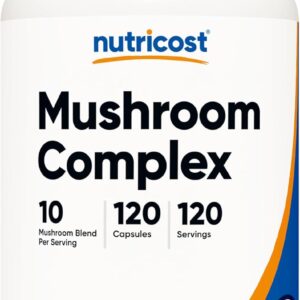 Nutricost Mushroom Complex 120 Caps 10 Mushroom Blend Reishi, Maitake, Shiitake, Lion's Mane