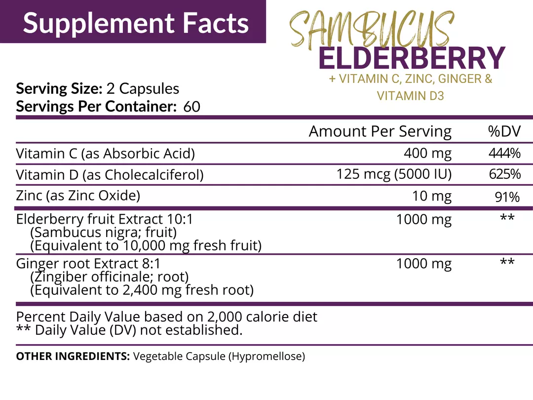 NutriFlair ELDERBERRY WITH VITAMIN C ZINC & VITAMIN D3 120 CAPS - Görsel 2