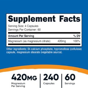 Nutricost Magnesium Citrate 420mg 240 Veggie Caps