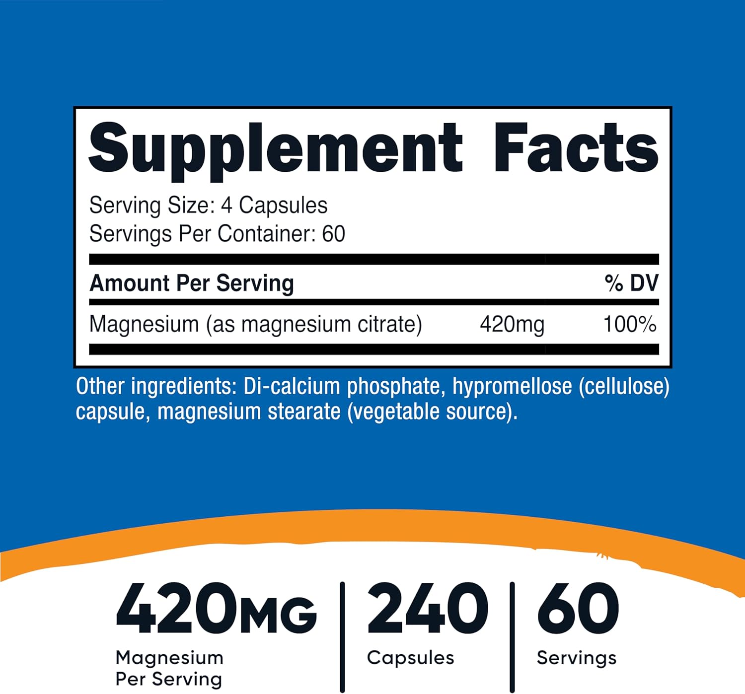 Nutricost Magnesium Citrate 420mg 240 Veggie Caps - Görsel 2