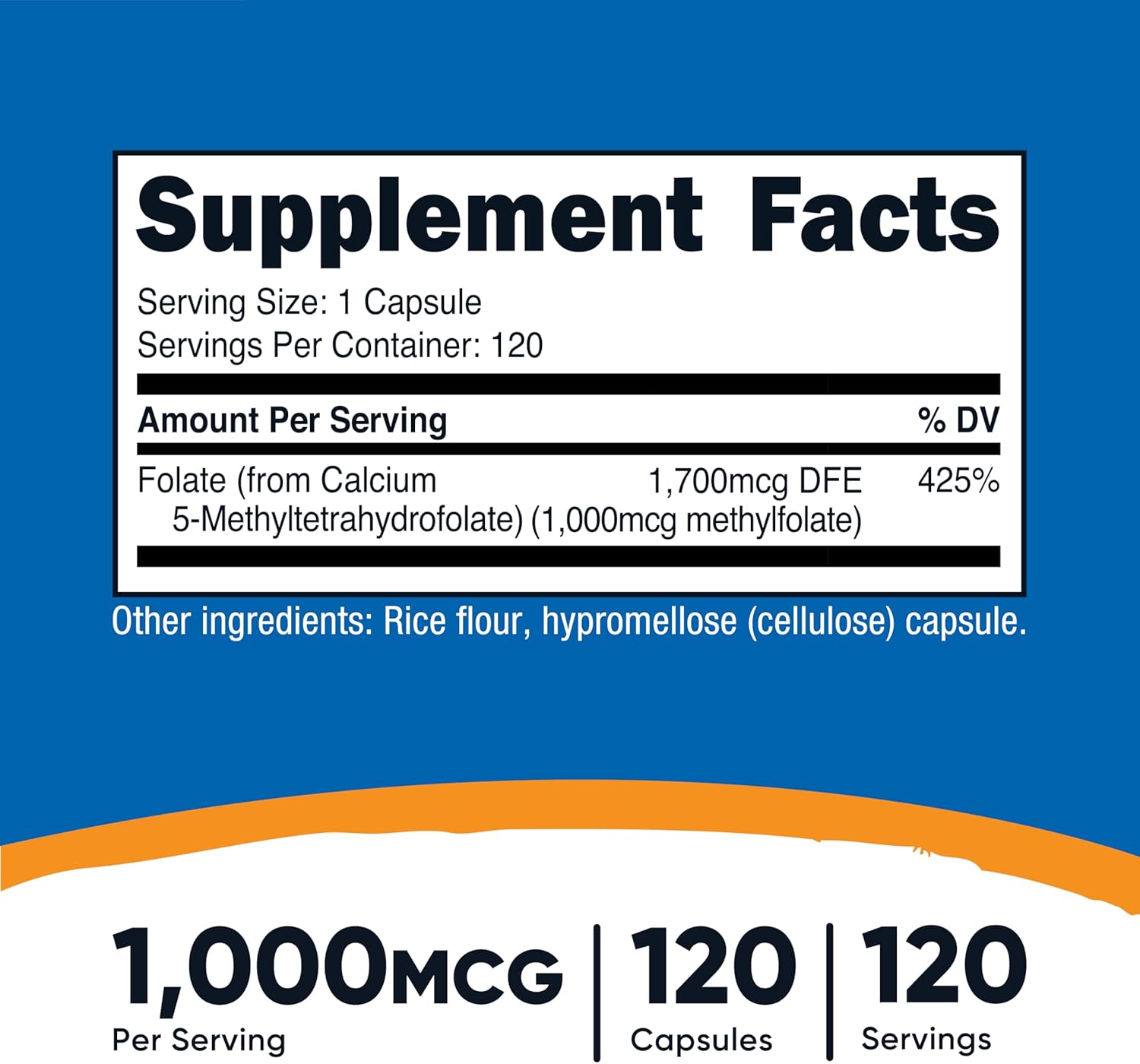 Nutricost Methylfolate Women's Health 1000mcg 120 Vegetarian Caps - Görsel 2